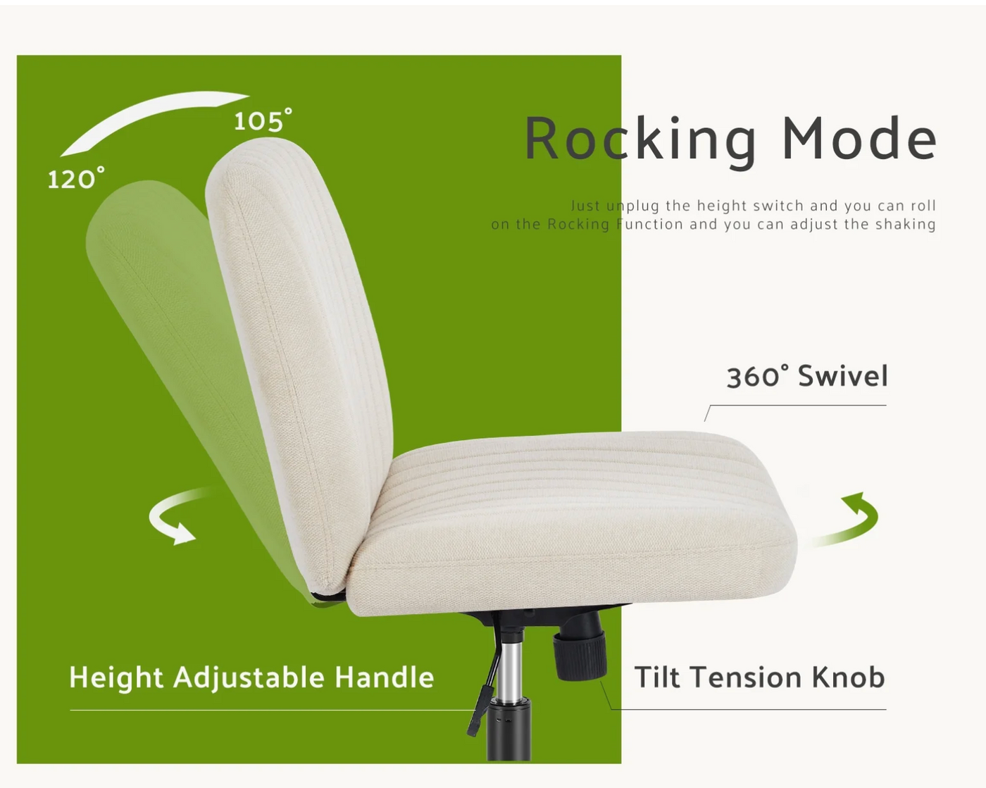 Criss Cross Chair Comfortable Desk Seat, Armless Computer Seating